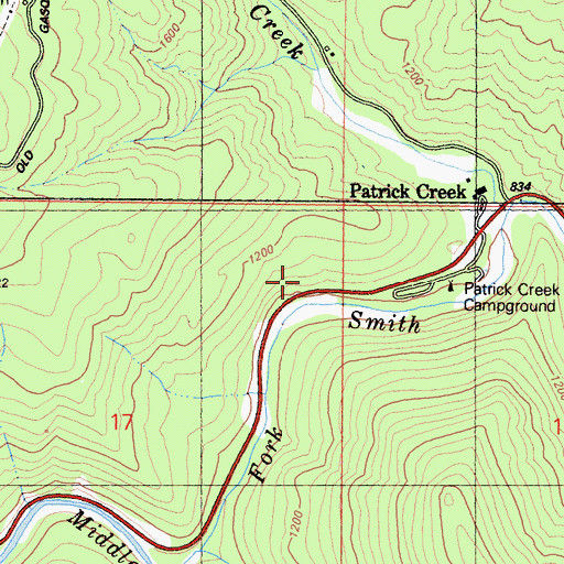 Topographic Map of Patrick Creek Guard Station, CA