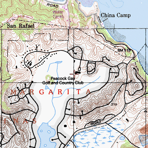 Topographic Map of Peacock Gap Golf Country Club, CA