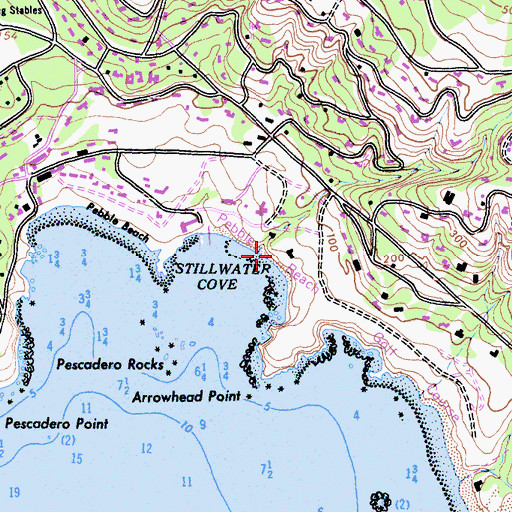 Topographic Map of Pebble Beach Golf Course, CA