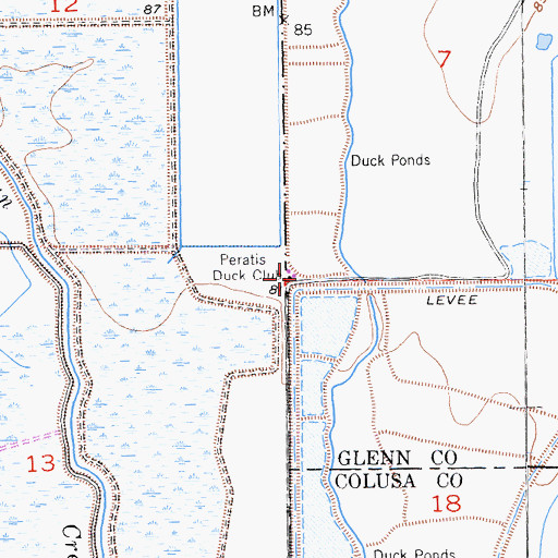 Topographic Map of Peratis Duck Club, CA