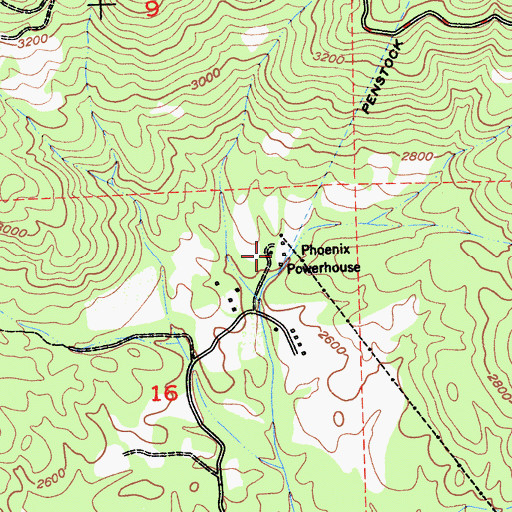 Topographic Map of Phoenix Powerhouse, CA