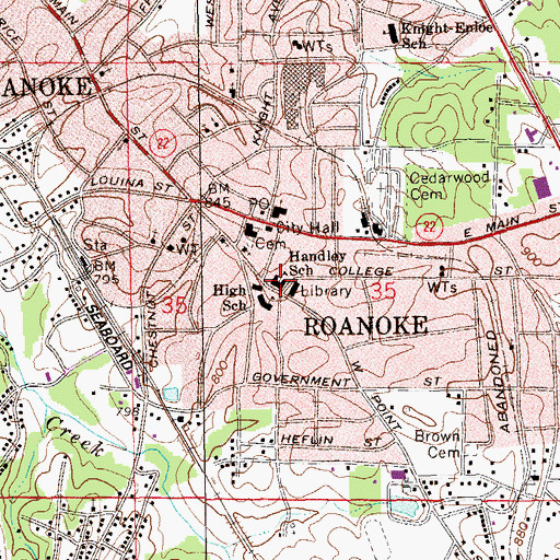 Topographic Map of Handley Middle School, AL