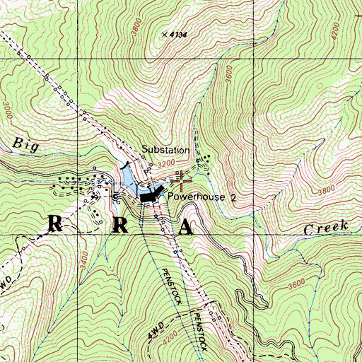 Topographic Map of Powerhouse Number Two, CA