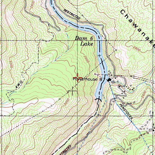 Topographic Map of Powerhouse Number Eight, CA