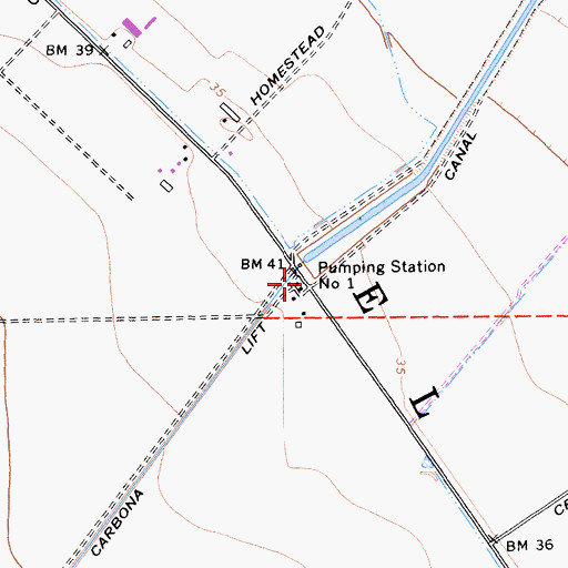 Topographic Map of Pumping Station Number One, CA