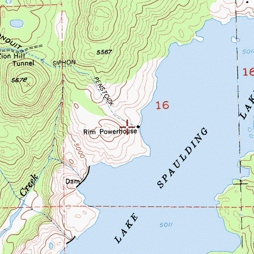 Topographic Map of Rim Powerhouse, CA