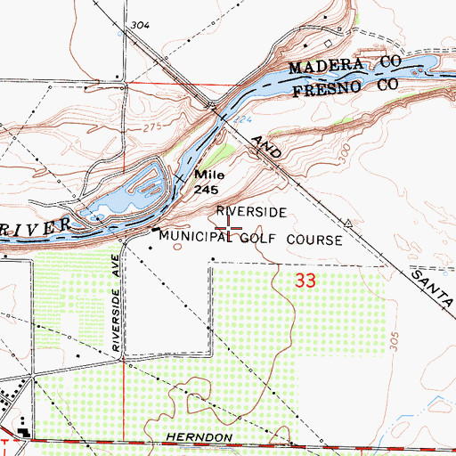 Topographic Map of Riverside Municipal Golf Course, CA