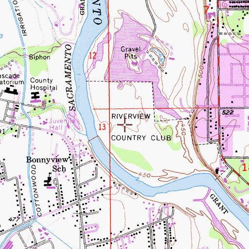 Topographic Map of Riverview Country Club, CA