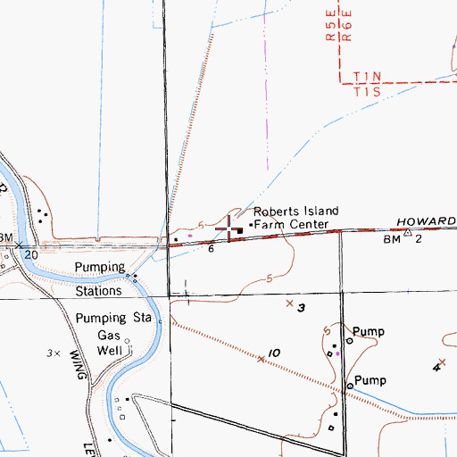 Topographic Map of Roberts Island Farm Center, CA
