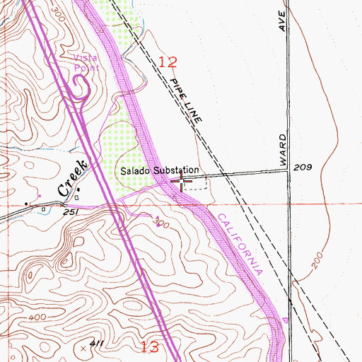 Topographic Map of Salado Substation, CA