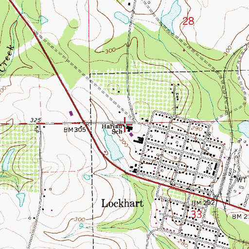 Topographic Map of W S Harlan Junior High School, AL