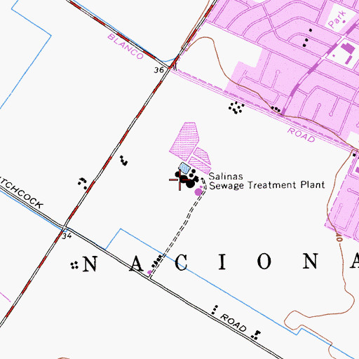 Topographic Map of Salinas Sewage Treatment Plant, CA