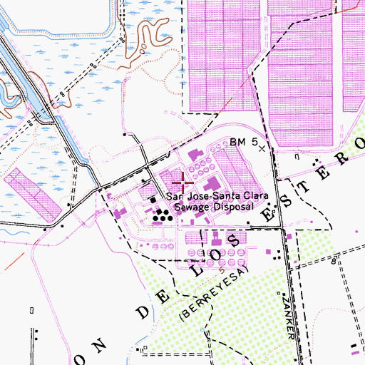 Topographic Map of San Jose-Santa Clara Water Pollution Control Plant, CA