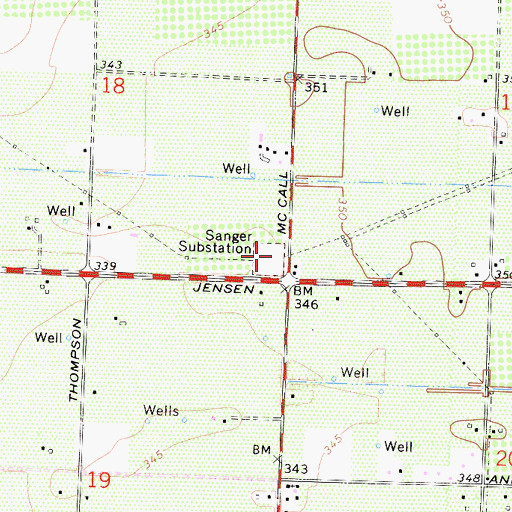 Topographic Map of Sanger Substation, CA