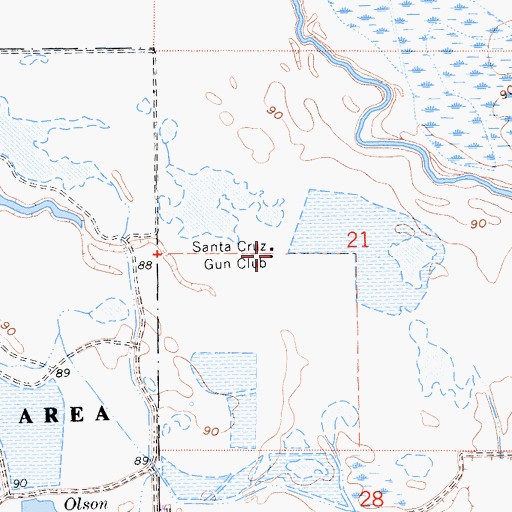 Topographic Map of Santa Cruz Gun Club, CA