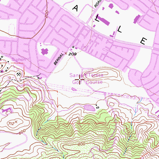 Topographic Map of Santa Teresa Golf Course, CA