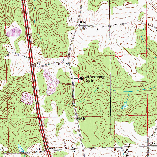 Topographic Map of Harmony Elementary School, AL