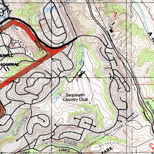 Topographic Map of Sequoyah Country Club, CA