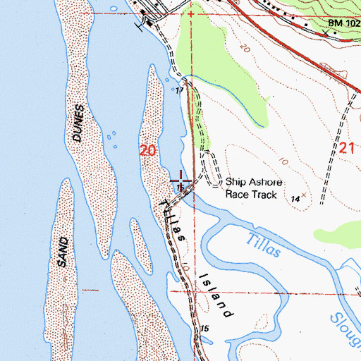 Topographic Map of Ship Ashore Race Track, CA