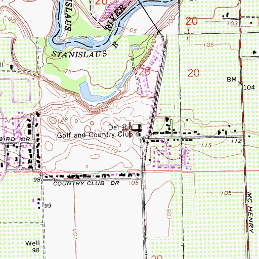 Topographic Map of Del Rio Golf and Country Club, CA