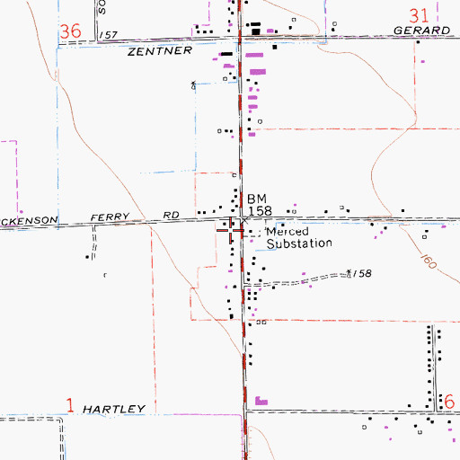Topographic Map of Merced Substation, CA