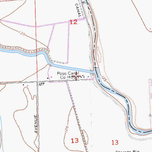 Topographic Map of Poso Canal Company Headquarters, CA