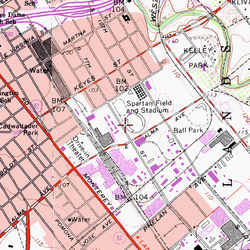 Topographic Map of Spartan Stadium, CA