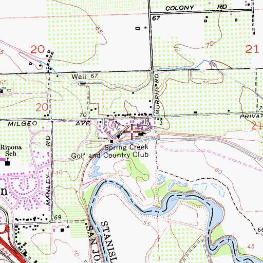 Topographic Map of Spring Creek Golf and Country Club, CA