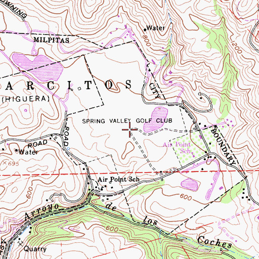 Topographic Map of Spring Valley Golf Club, CA