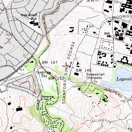 Topographic Map of Stanford Golf Course, CA