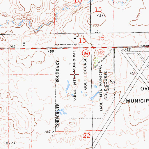 Topographic Map of Table Mountain Municipal Golf Course, CA