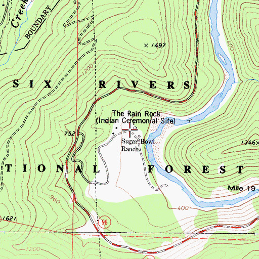 Topographic Map of The Rain Rock, CA