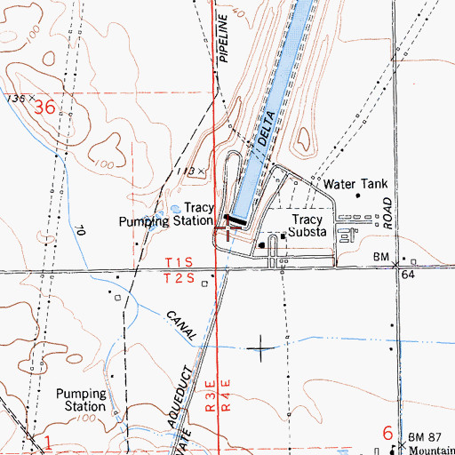 Topographic Map of Tracy Pumping Station, CA
