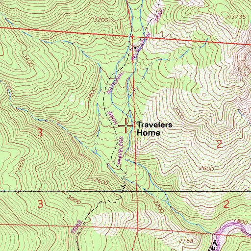 Topographic Map of Travelers Home, CA