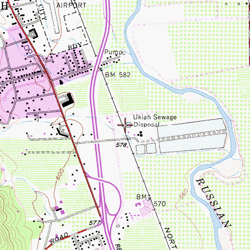 Topographic Map of City of Ukiah Wastewater Treatment Plant, CA