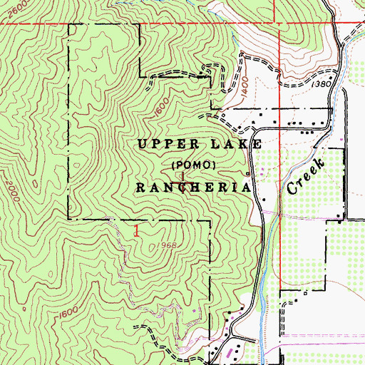 Topographic Map of Upper Lake Rancheria, CA