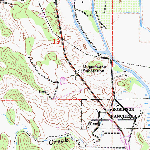 Topographic Map of Upper Lake Substation, CA