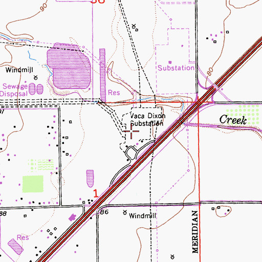 Topographic Map of Vaca Dixon Substation, CA