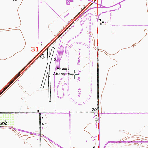 Topographic Map of Vaca Valley Raceway, CA