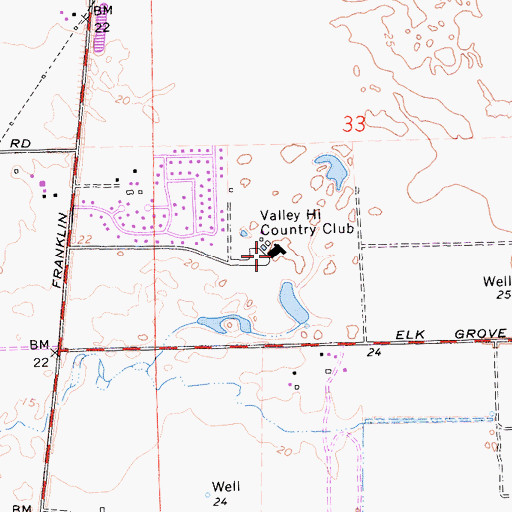 Topographic Map of Valley-hi Golf Course and Country Club, CA