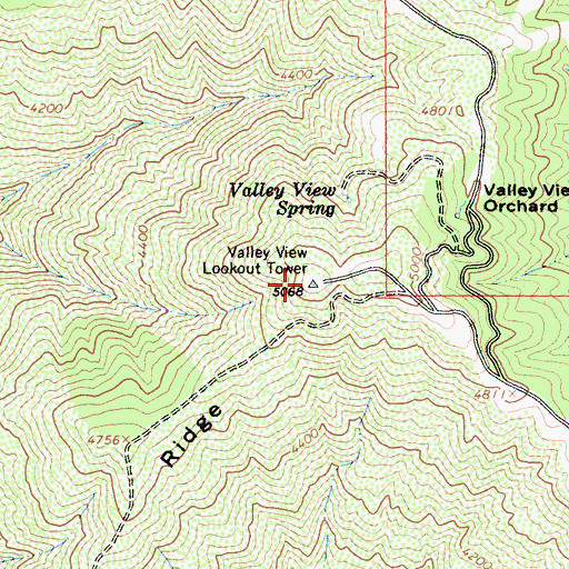 Topographic Map of Valley View Lookout Tower, CA