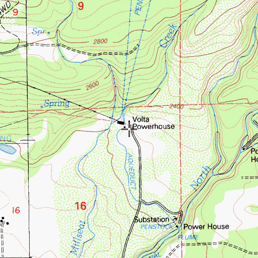 Topographic Map of Volta Powerhouse, CA