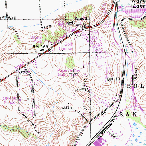 Topographic Map of Watsonville Golf Course, CA