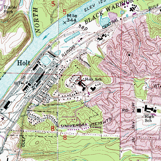 Topographic Map of Holt Elementary School, AL