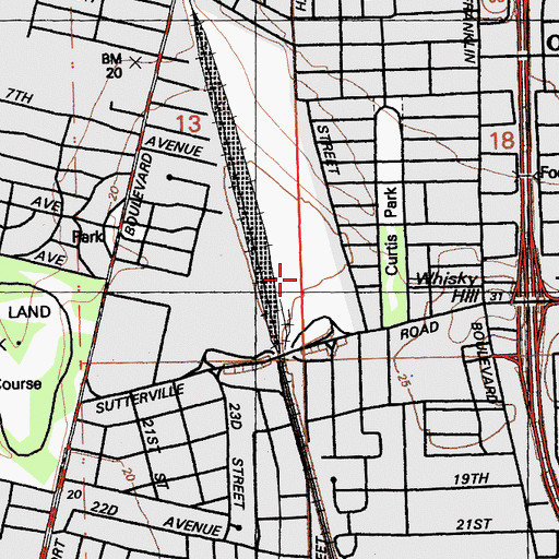 Topographic Map of Western Pacific Shops, CA