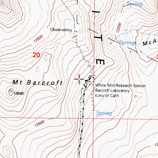Topographic Map of White Mountain Research Station Barcroft Laboratory, CA