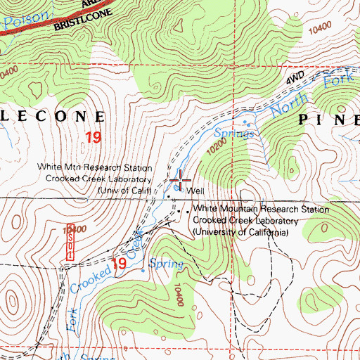 Topographic Map of White Mountain Research Station Crooked Creek Laboratory, CA