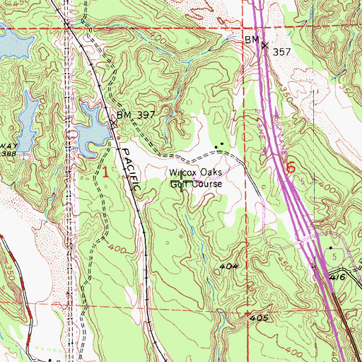 Topographic Map of Wilcox Oaks Golf Course, CA