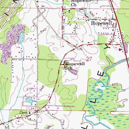 Topographic Map of Hopewell Elementary School, AL