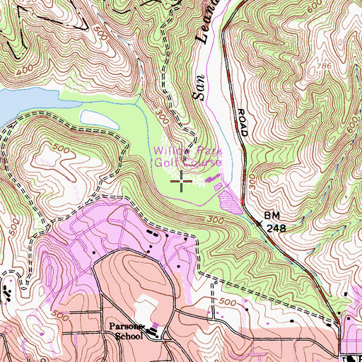 Topographic Map of Willow Park Golf Course, CA